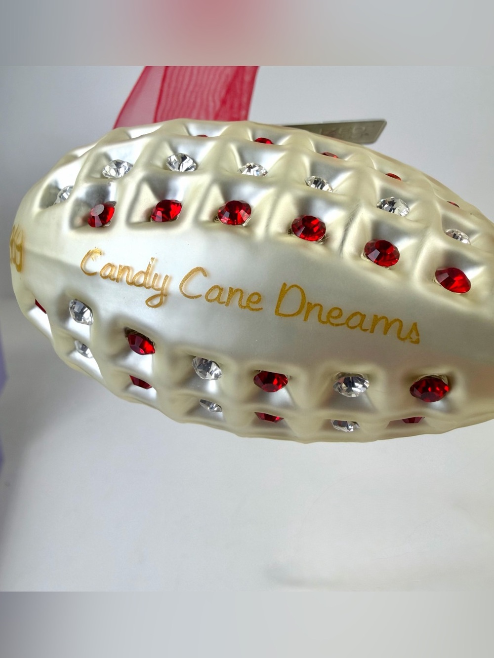 Vintage Swarovski Crystal Hand Blown Glass Heart Ornament Candy Cane Dreams NOS - Picture 5 of 13